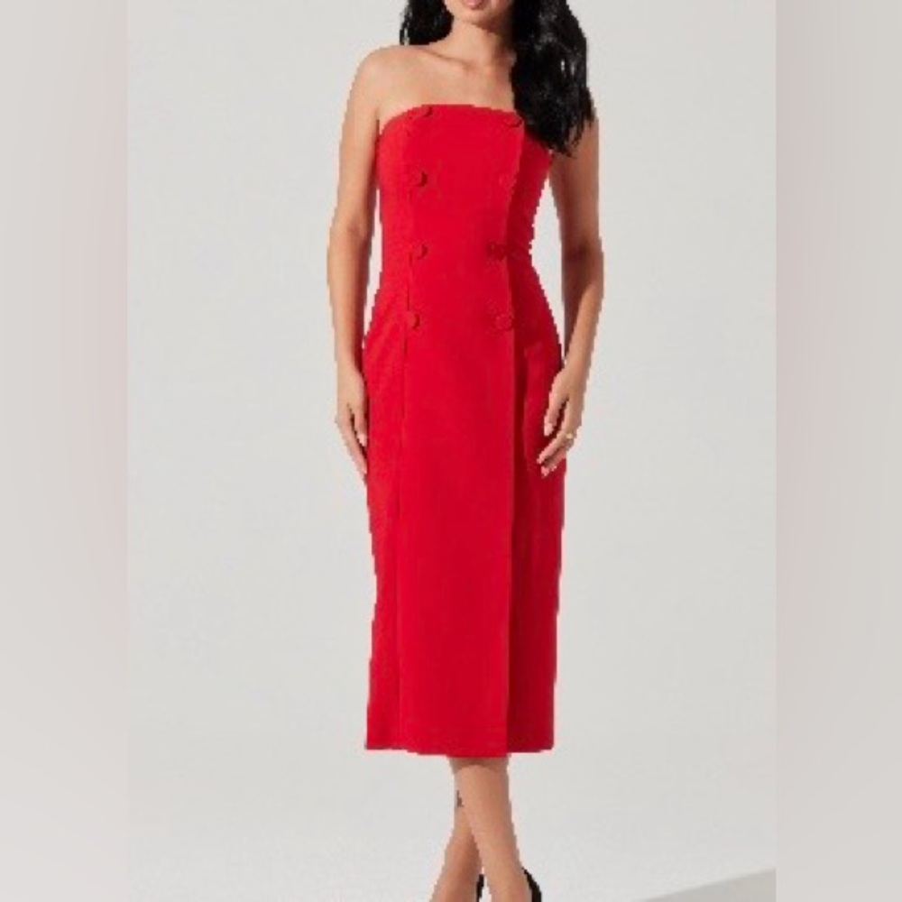 ASTR StraplessTuxedo Midi Dress